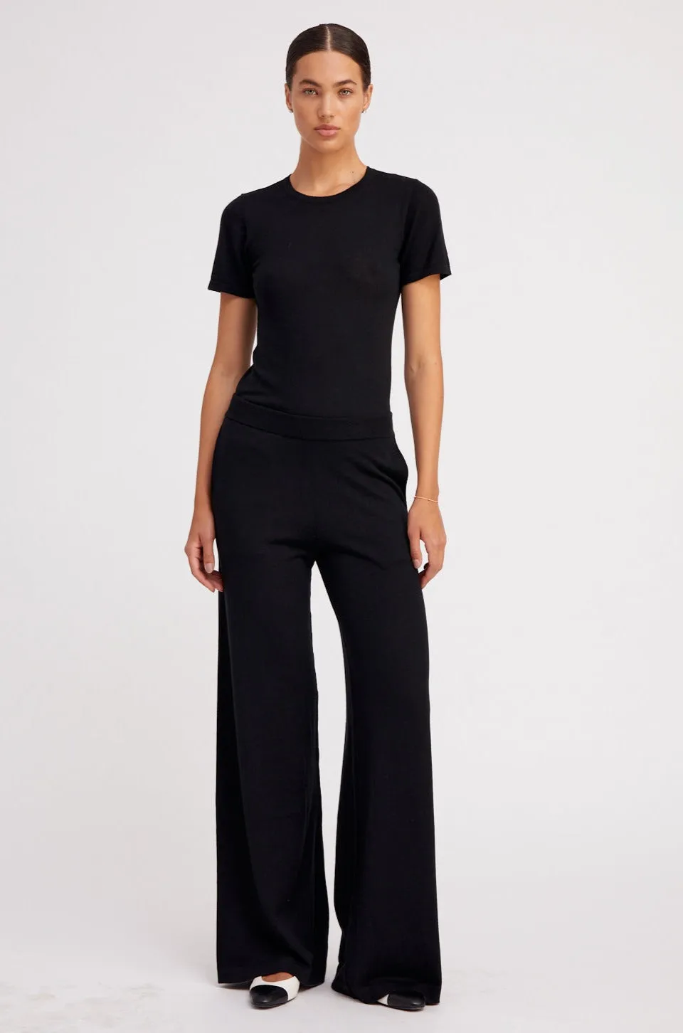 Black Ultra Fine Cashmere Wide Leg Pants sold by SPRWMN