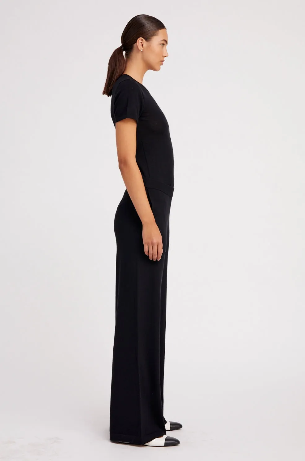 Black Ultra Fine Cashmere Wide Leg Pants sold by SPRWMN product image thumbnail 4