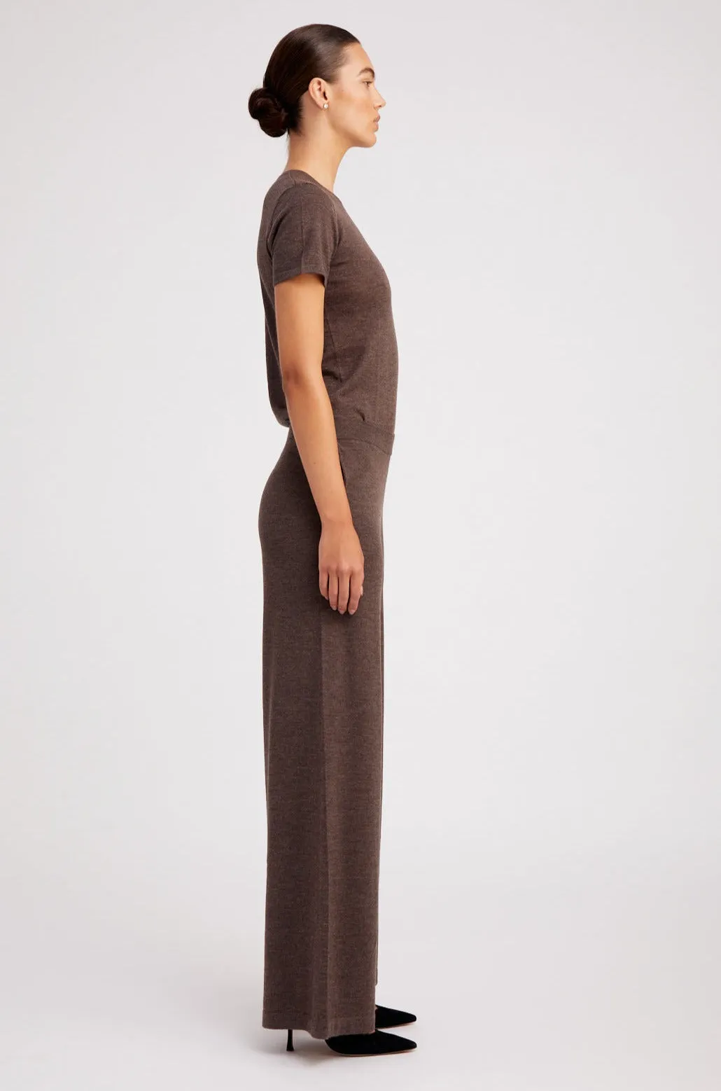 Heather Brown Ultra Fine Cashmere Tee sold by SPRWMN product image thumbnail 4