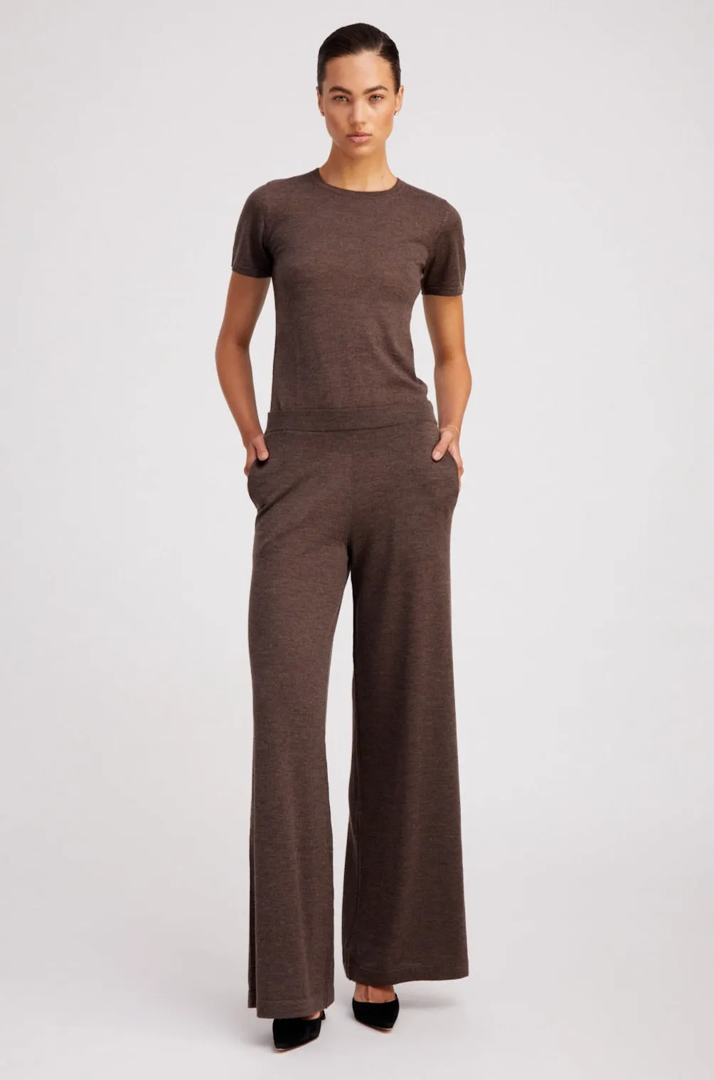 Heather Brown Ultra Fine Cashmere Wide Leg Pants sold by SPRWMN product image thumbnail 3