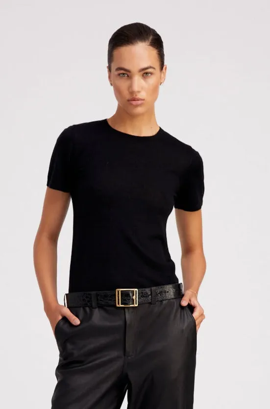 Black Ultra Fine Cashmere Tee sold by SPRWMN