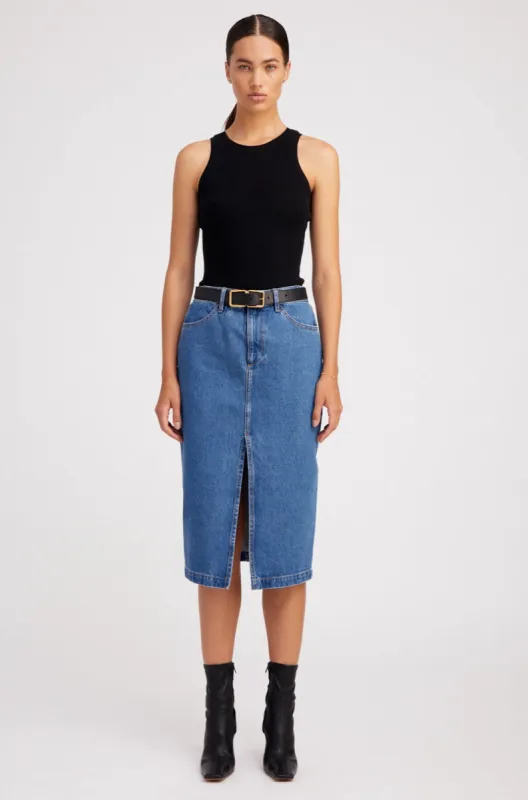 Coco Denim A-Line Pencil Skirt sold by SPRWMN
