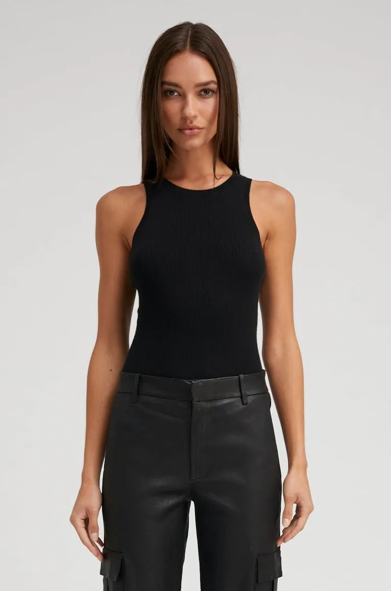 Black Ultra Fine Cashmere Racer Tank sold by SPRWMN