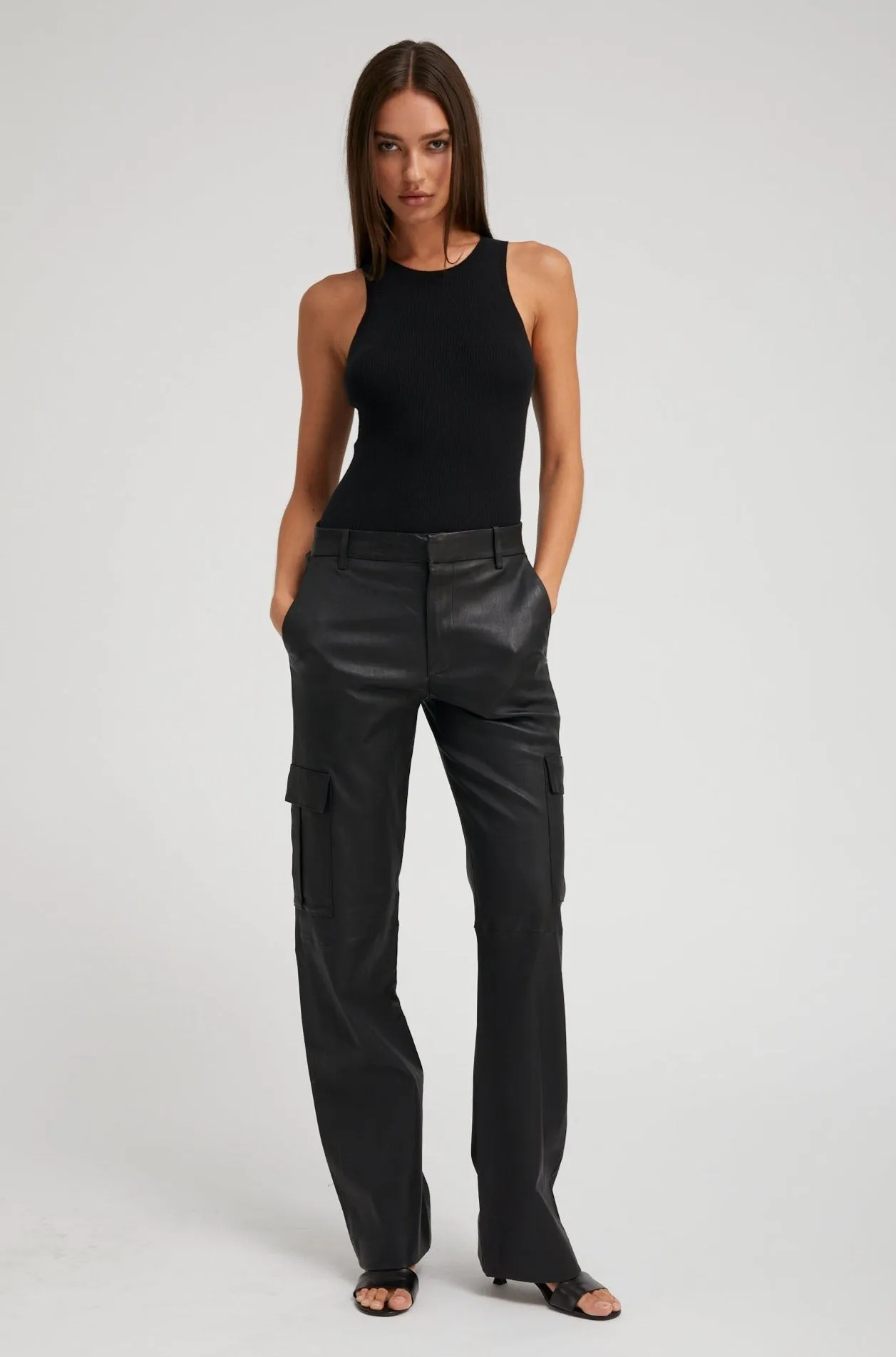 Black Ultra Fine Cashmere Racer Tank sold by SPRWMN product image thumbnail 3