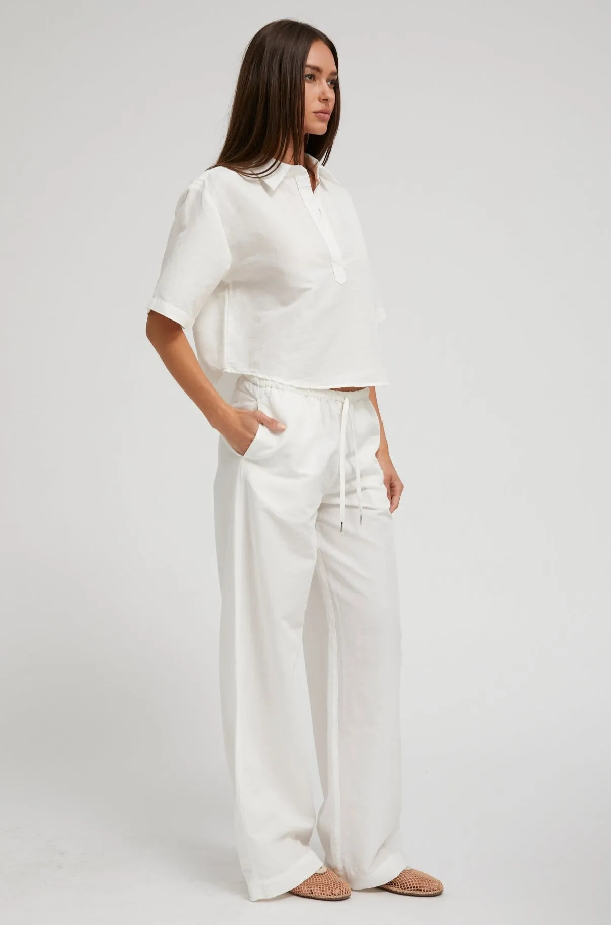 White Linen Drawstring Pants sold by SPRWMN product image thumbnail 2