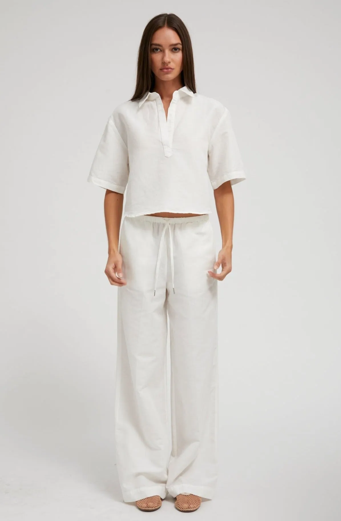 White Linen Drawstring Pants sold by SPRWMN product image thumbnail 3