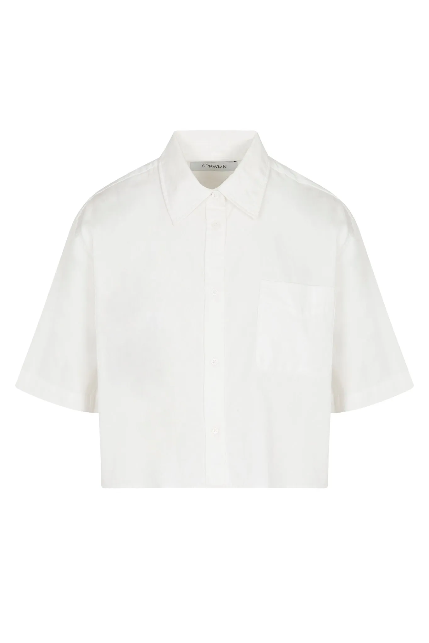 White Short Sleeve Cropped Button Down sold by SPRWMN product image thumbnail 2
