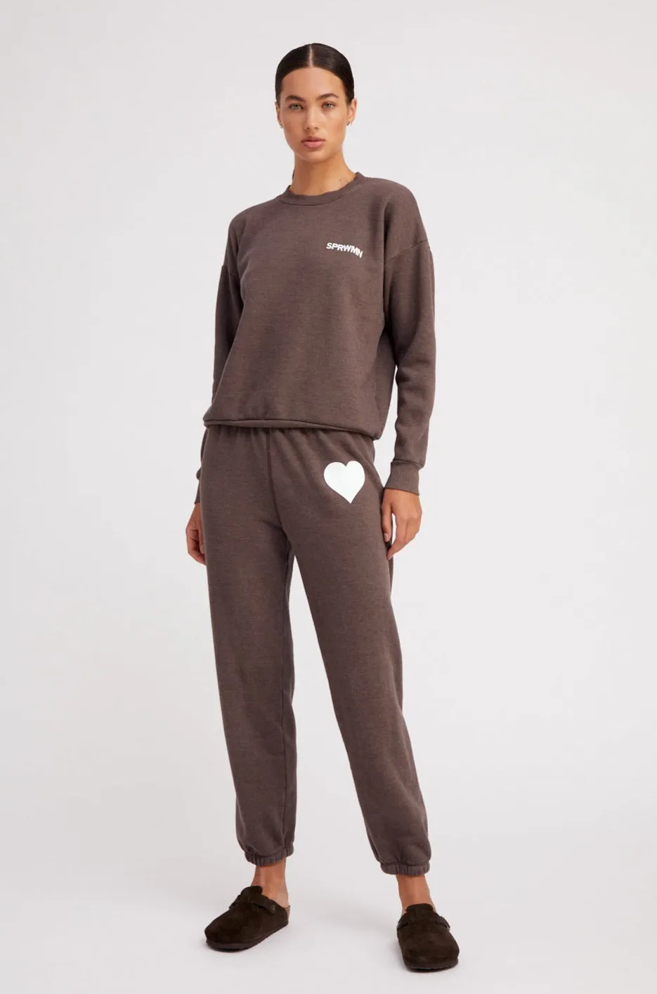 Heather Brown Heart Sweatpants sold by SPRWMN product image thumbnail 4