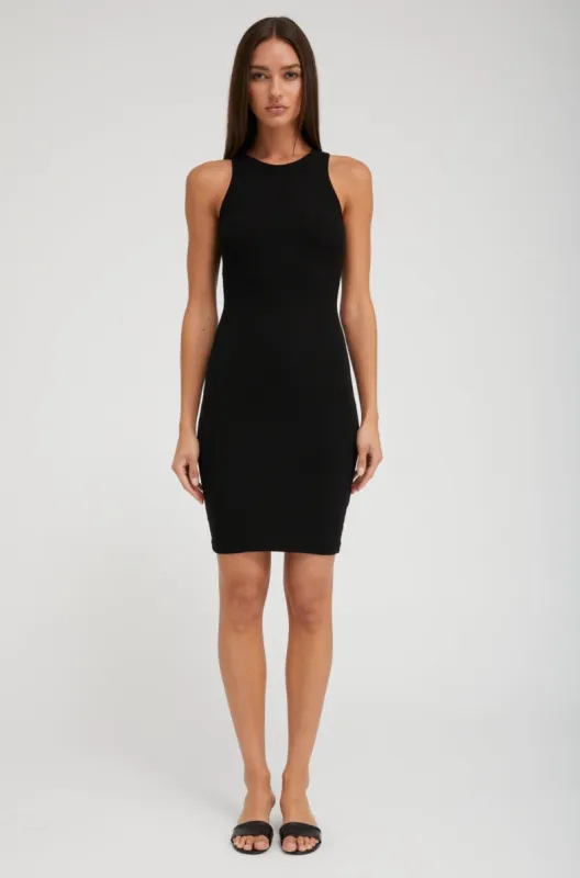 Black Rib Racer Pencil Dress sold by SPRWMN