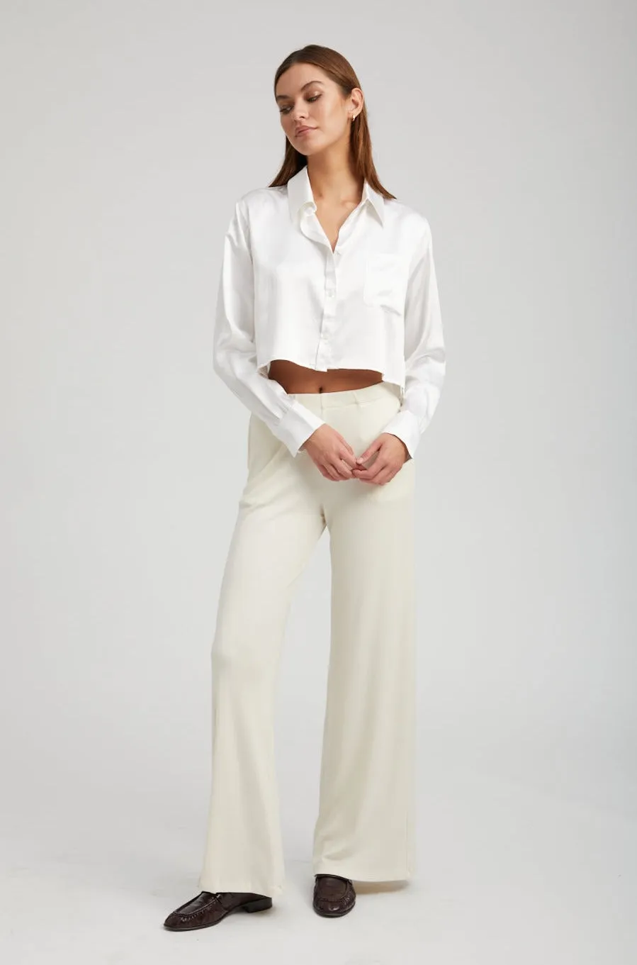 Off White Rib Wide Leg Pants sold by SPRWMN product image thumbnail 3