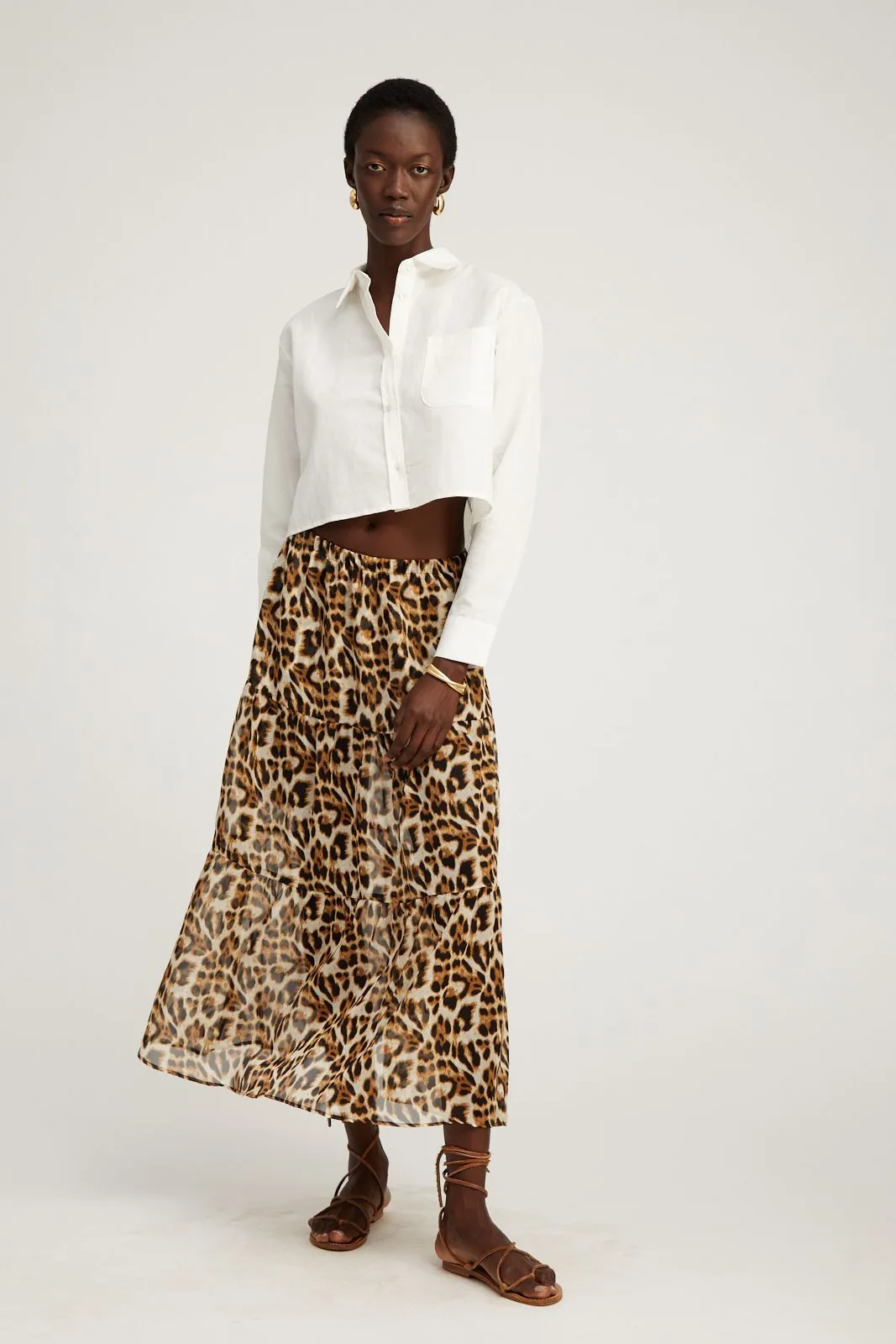 White Linen Cropped Button Down sold by SPRWMN product image thumbnail 4