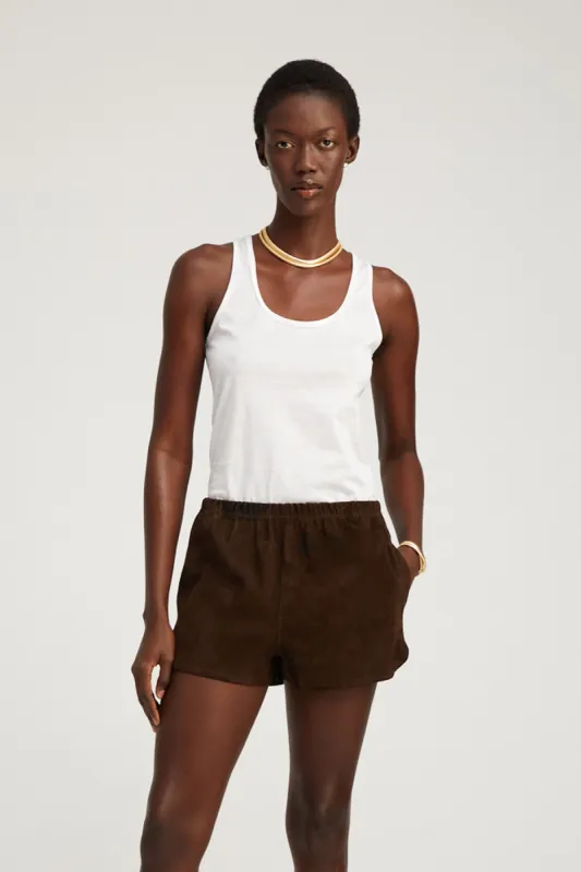 White Scooped Tank Top sold by SPRWMN