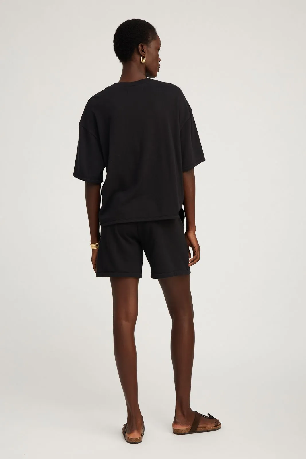 Black Cotton Terry Baggy Sweatshorts sold by SPRWMN product image thumbnail 4