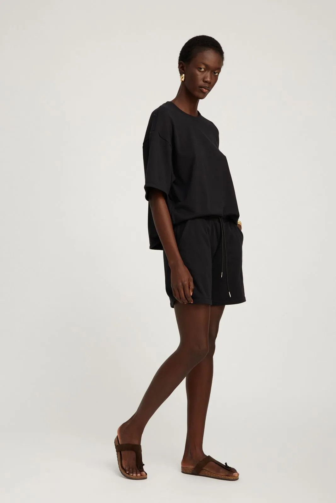 Black Cotton Terry Baggy Sweatshorts sold by SPRWMN product image thumbnail 3