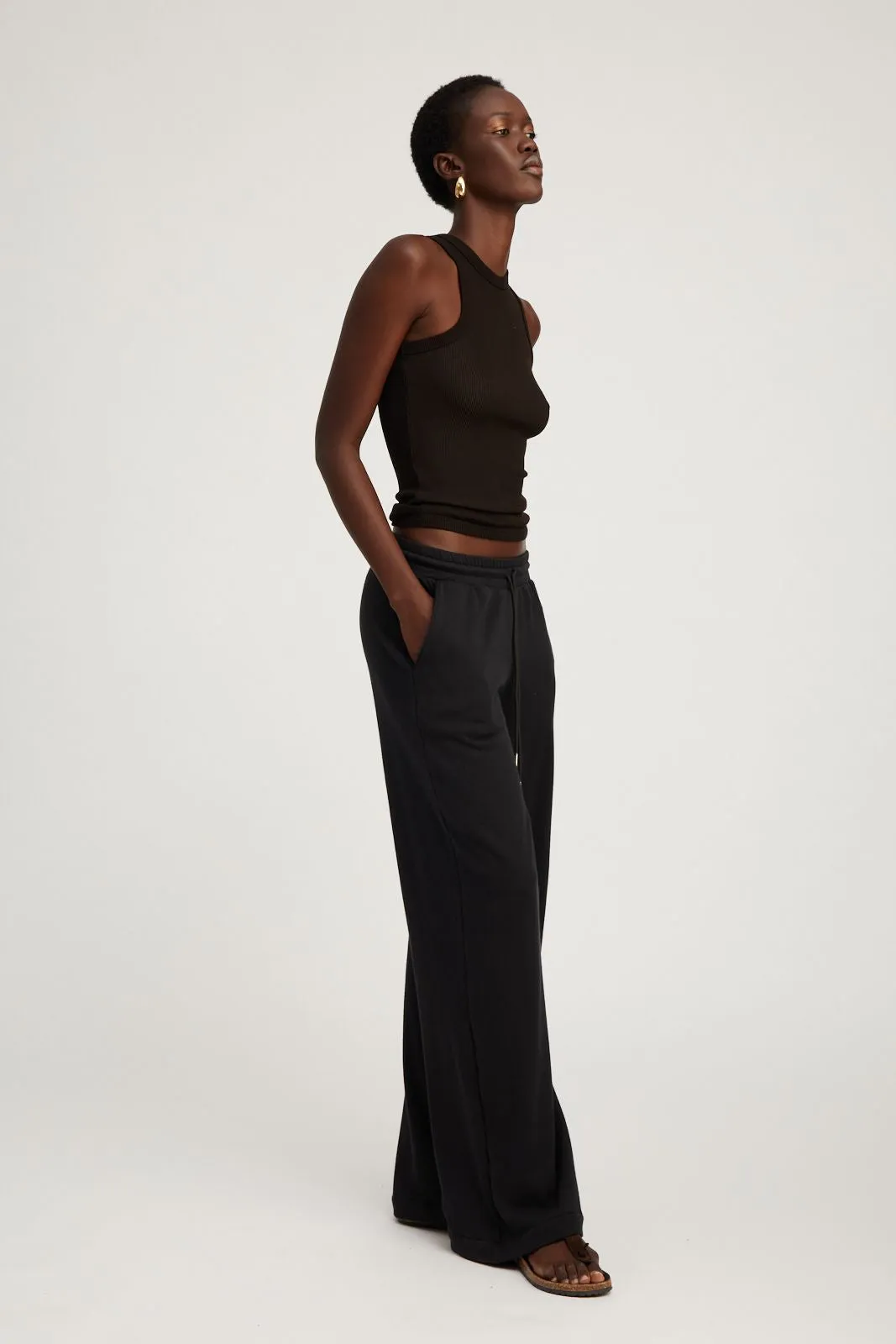 Black Cotton Terry Baggy Sweatpants sold by SPRWMN product image thumbnail 3