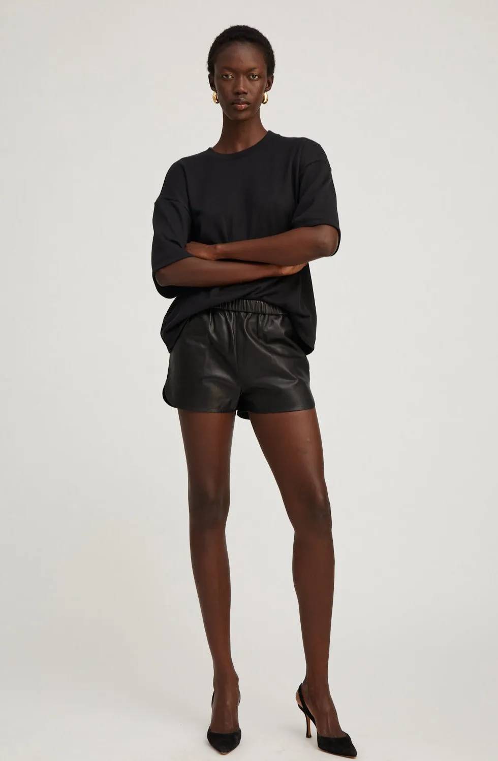 Black Leather Slip Shorts sold by SPRWMN product image thumbnail 3