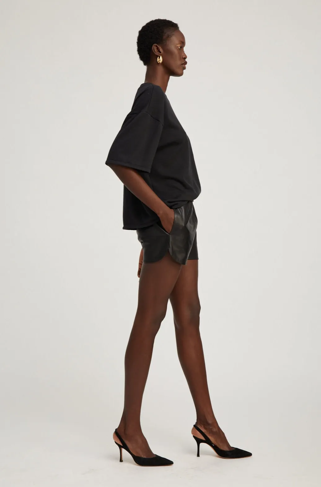 Black Leather Slip Shorts sold by SPRWMN product image thumbnail 4