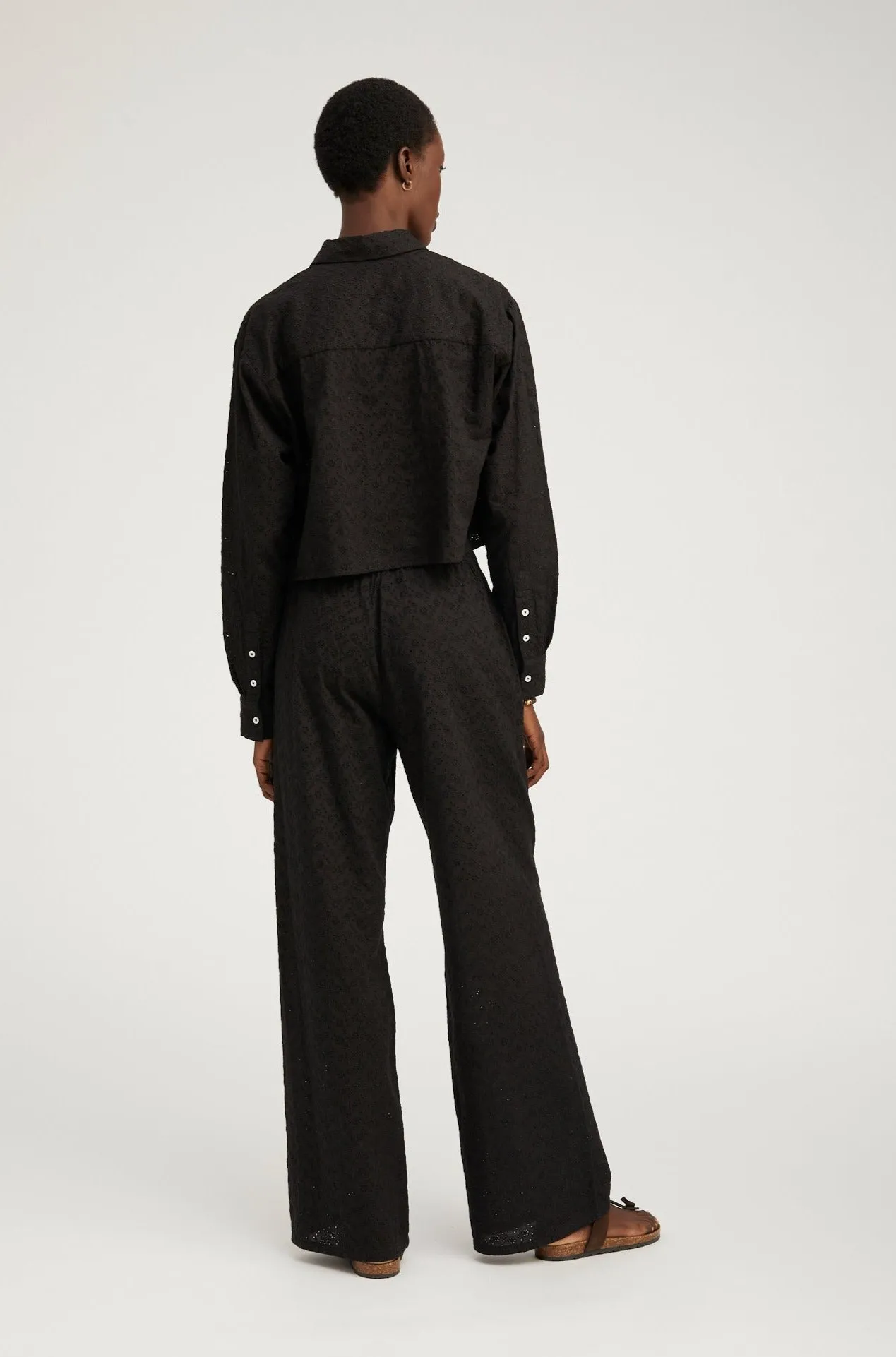 Black Eyelet Cropped Button Down sold by SPRWMN product image thumbnail 4