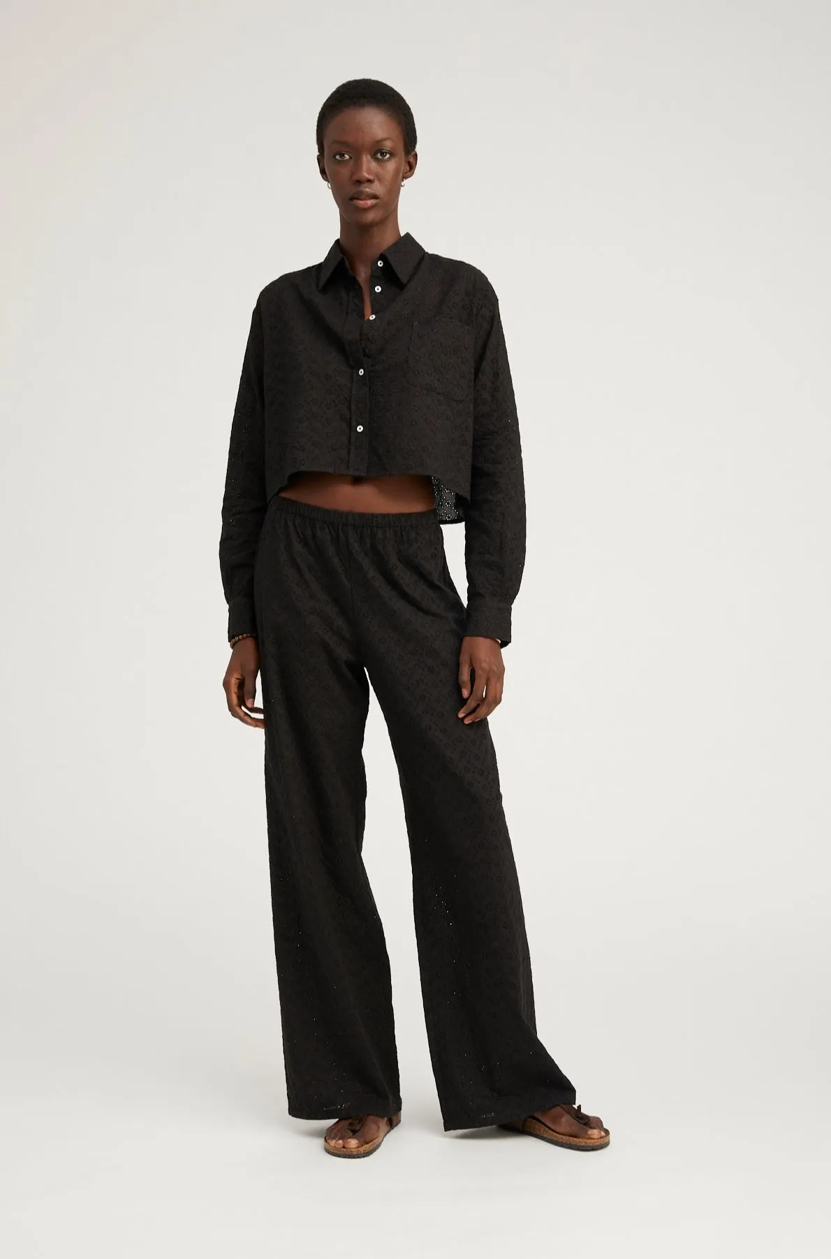 Black Eyelet Easy Pants sold by SPRWMN product image thumbnail 2