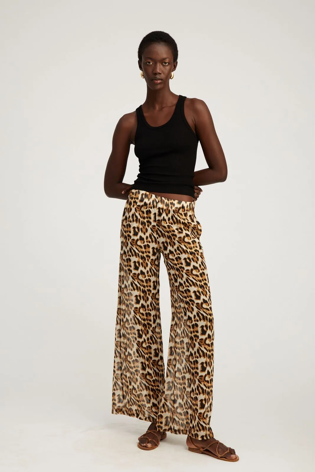 Leopard Silk Wide Leg Trousers sold by SPRWMN