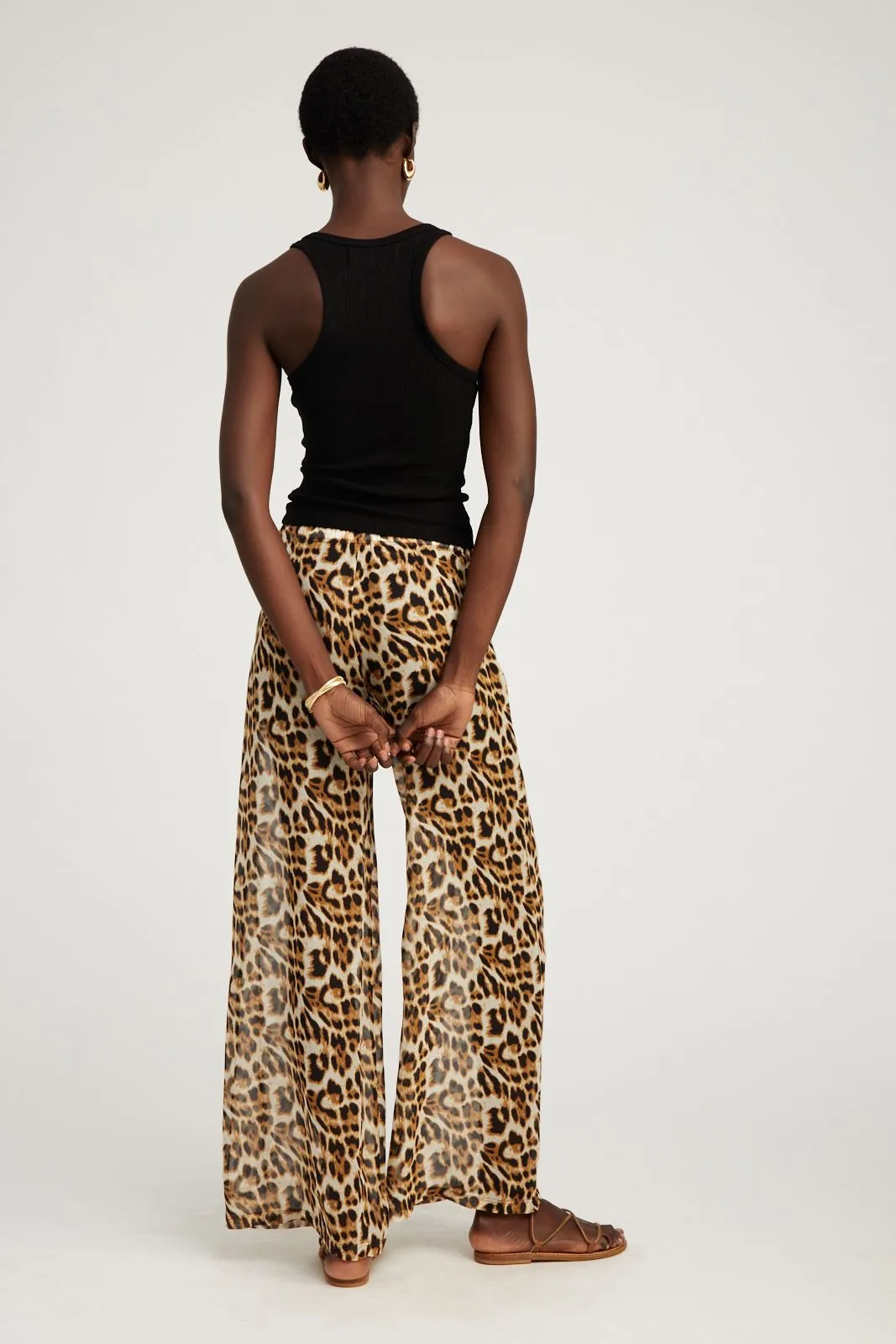Leopard Silk Wide Leg Trousers sold by SPRWMN product image thumbnail 3