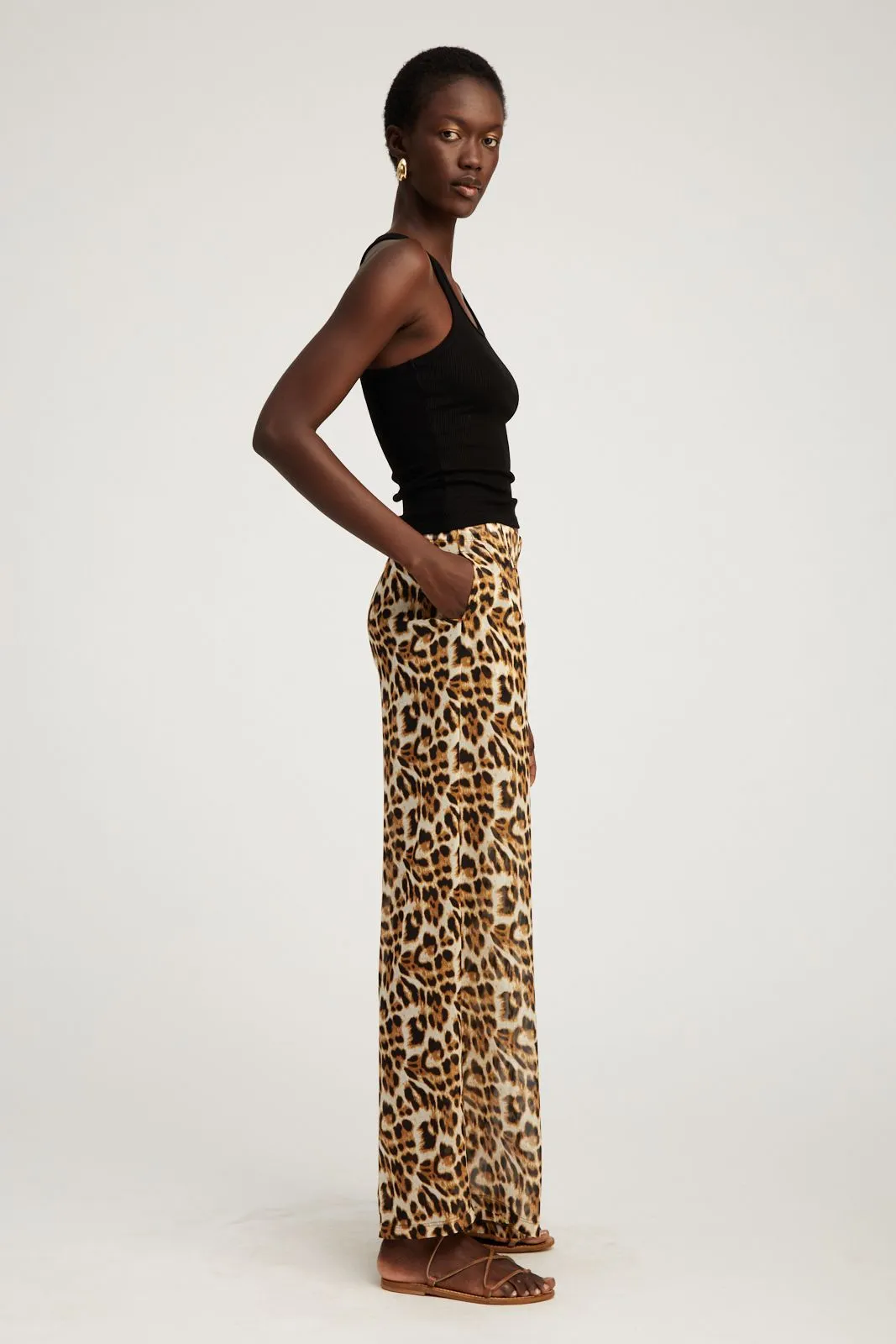 Leopard Silk Wide Leg Trousers sold by SPRWMN product image thumbnail 2
