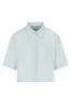 Light Blue Chambray Short Sleeve Cropped Button Down sold by SPRWMN