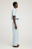 Light Blue Chambray Short Sleeve Cropped Button Down sold by SPRWMN