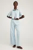 Light Blue Chambray Short Sleeve Cropped Button Down sold by SPRWMN