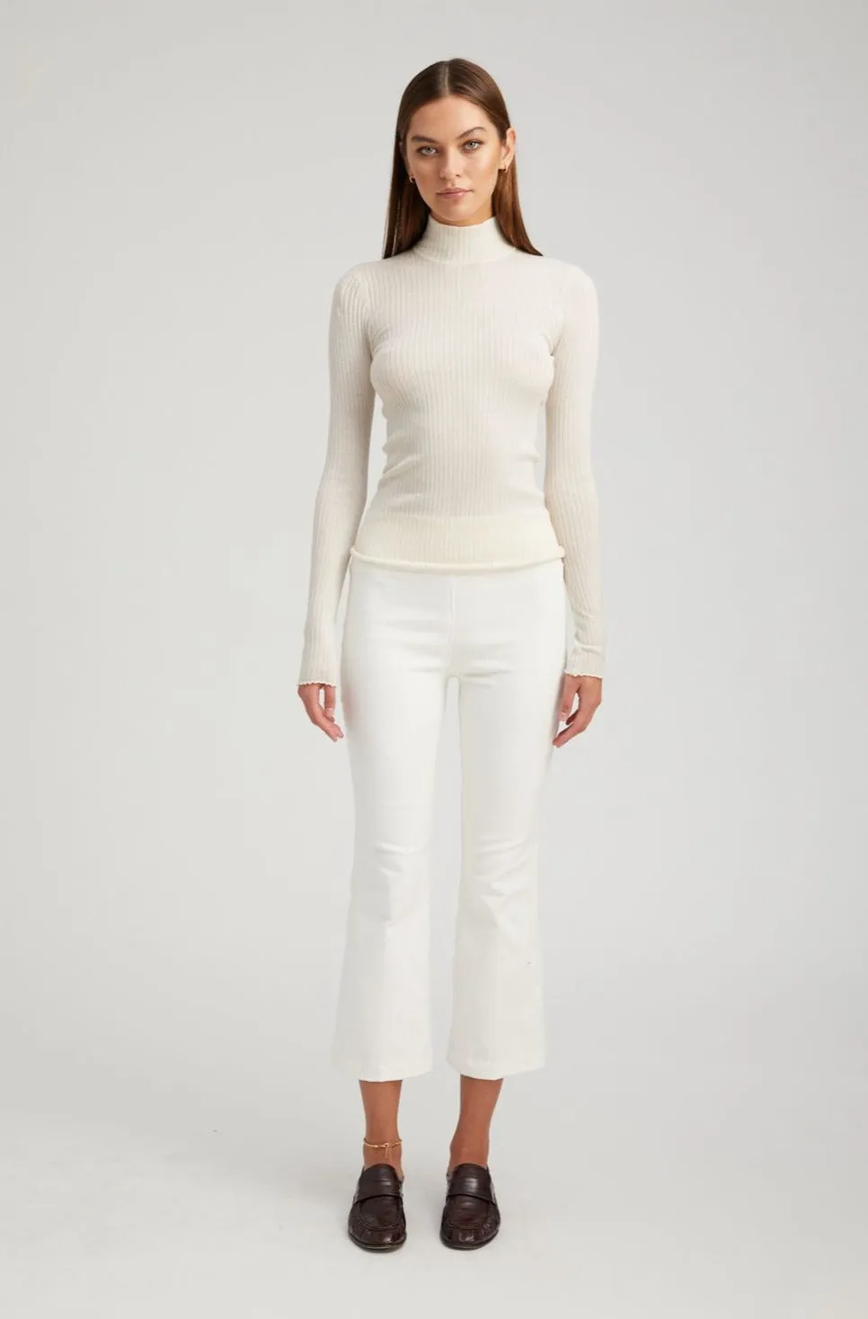 White Corduroy Ankle Flare Pants sold by SPRWMN