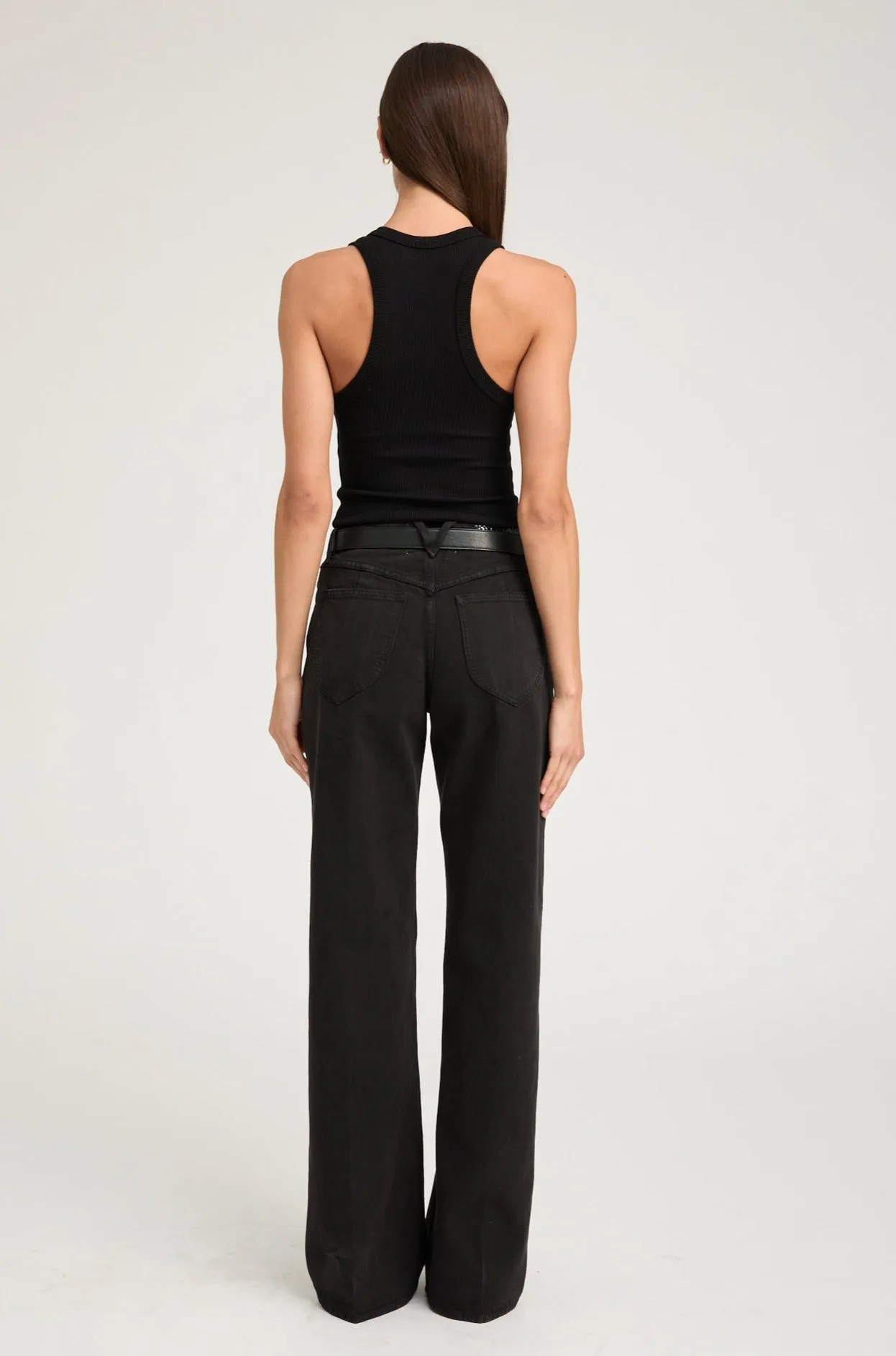 Black Rib Fitted Scooped Tank sold by SPRWMN product image thumbnail 5