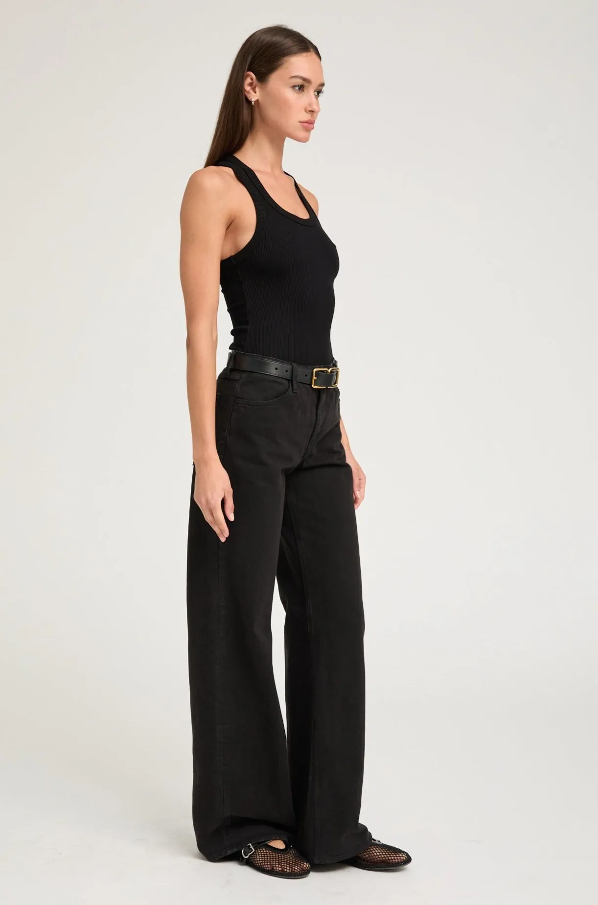 Black Rib Fitted Scooped Tank sold by SPRWMN product image thumbnail 3