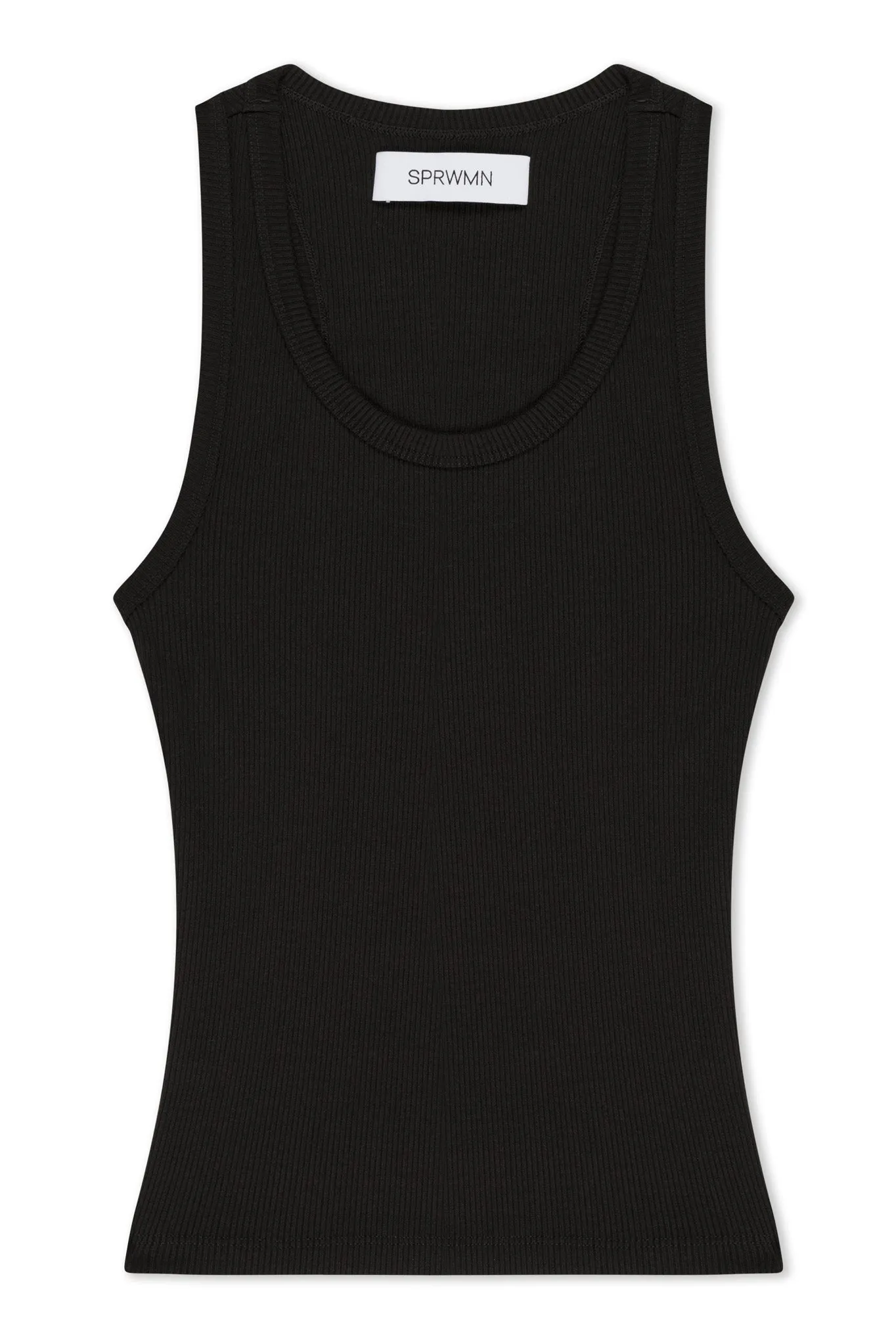 Black Rib Fitted Scooped Tank sold by SPRWMN product image thumbnail 2