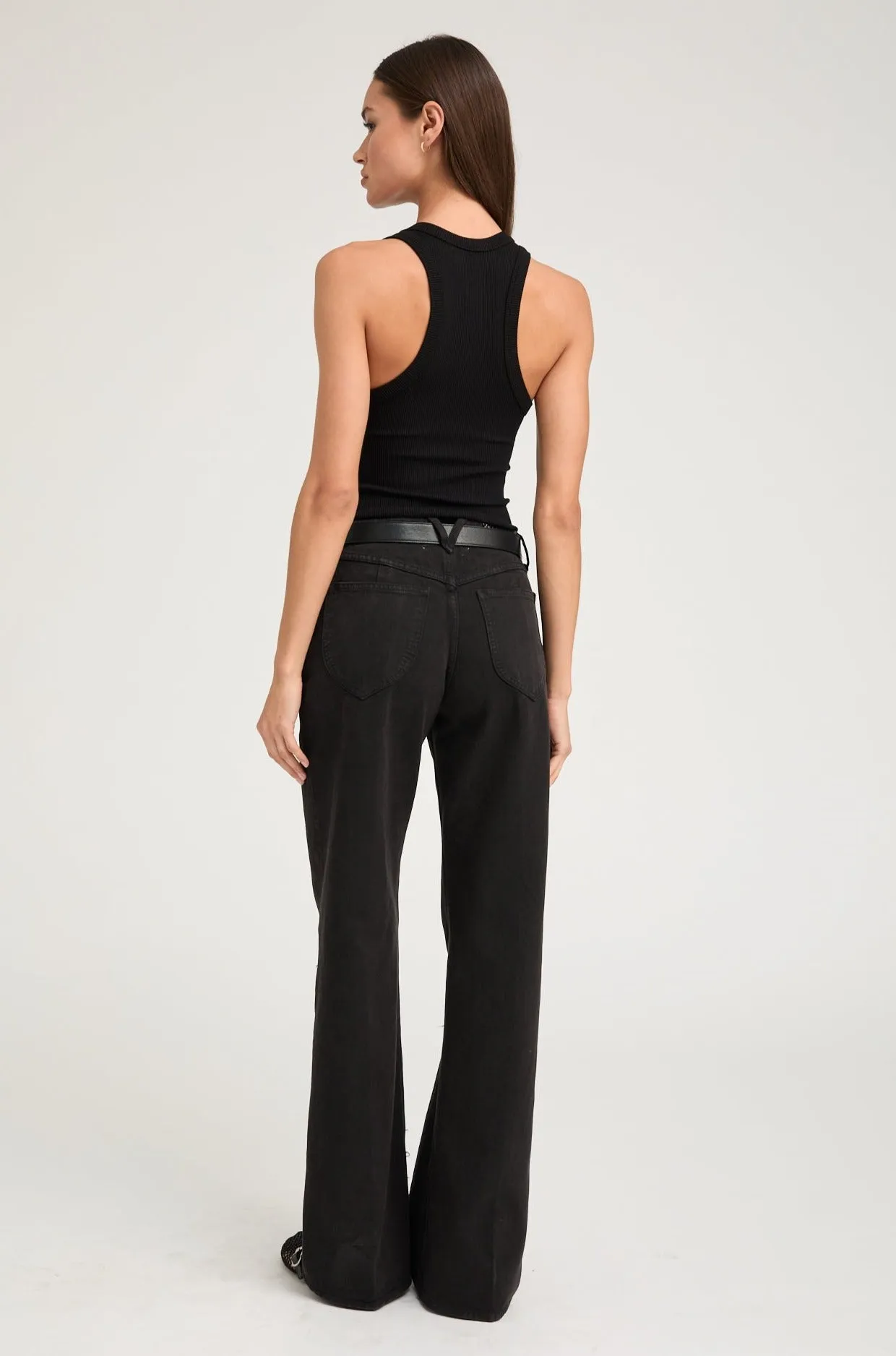 Black Rib Fitted Scooped Tank sold by SPRWMN product image thumbnail 4