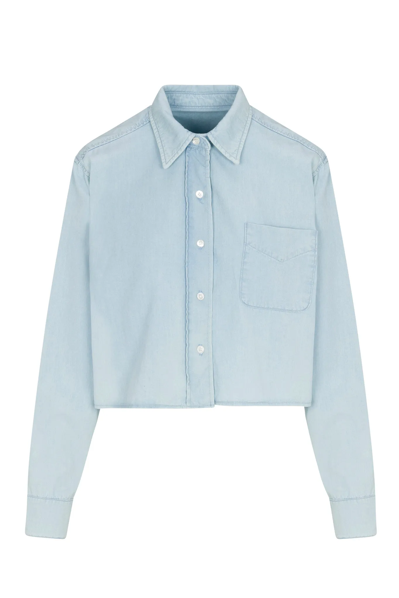 Light Blue Chambray Cropped Button Down sold by SPRWMN product image thumbnail 2