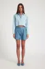 Light Blue Chambray Cropped Button Down sold by SPRWMN