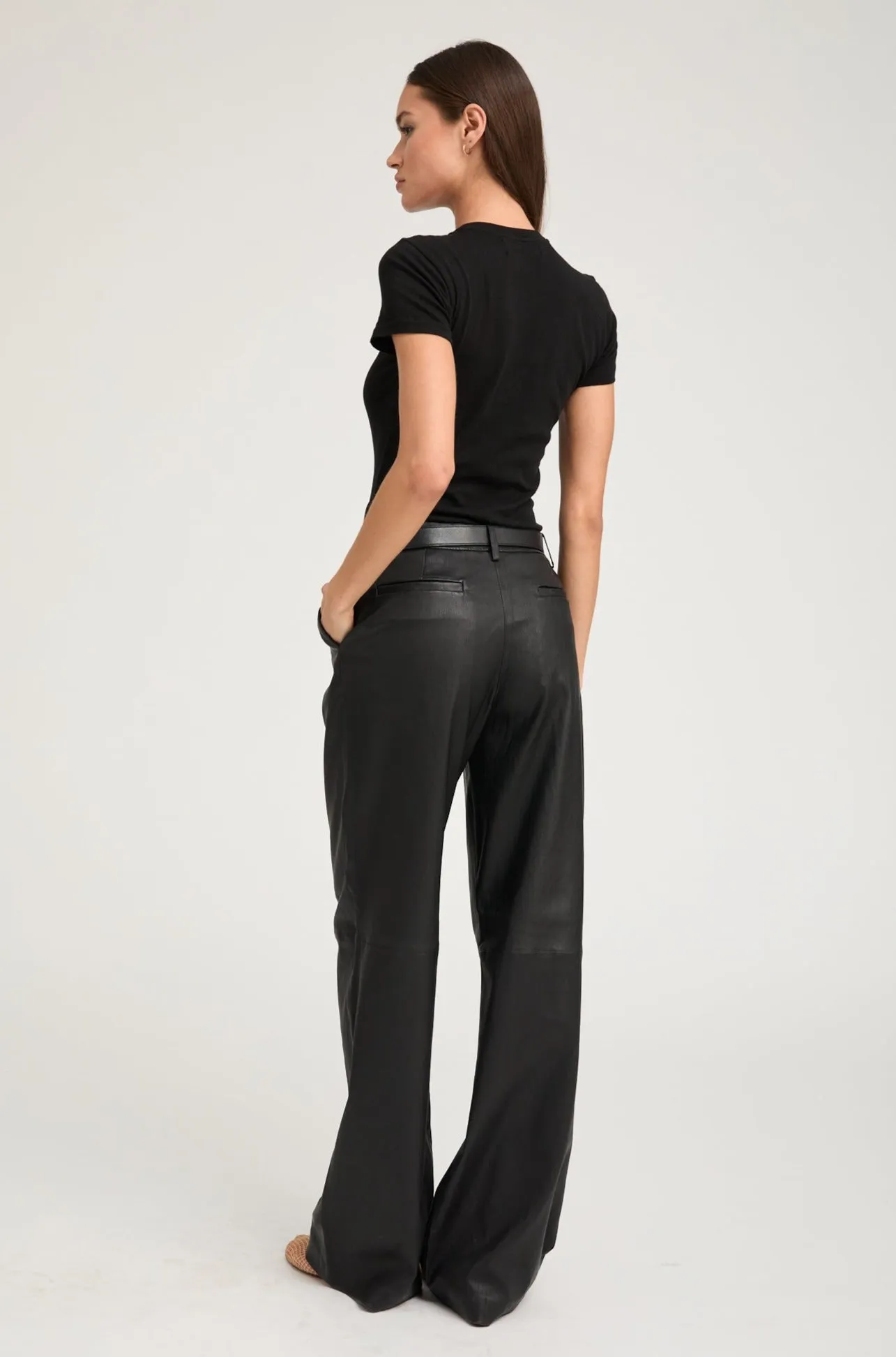 Black Leather Pleated Trousers sold by SPRWMN product image thumbnail 4