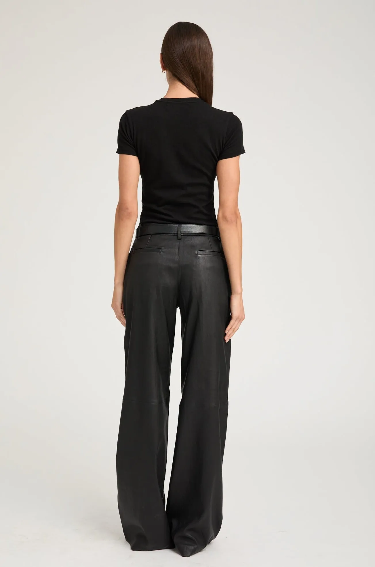 Black Leather Pleated Trousers sold by SPRWMN product image thumbnail 5