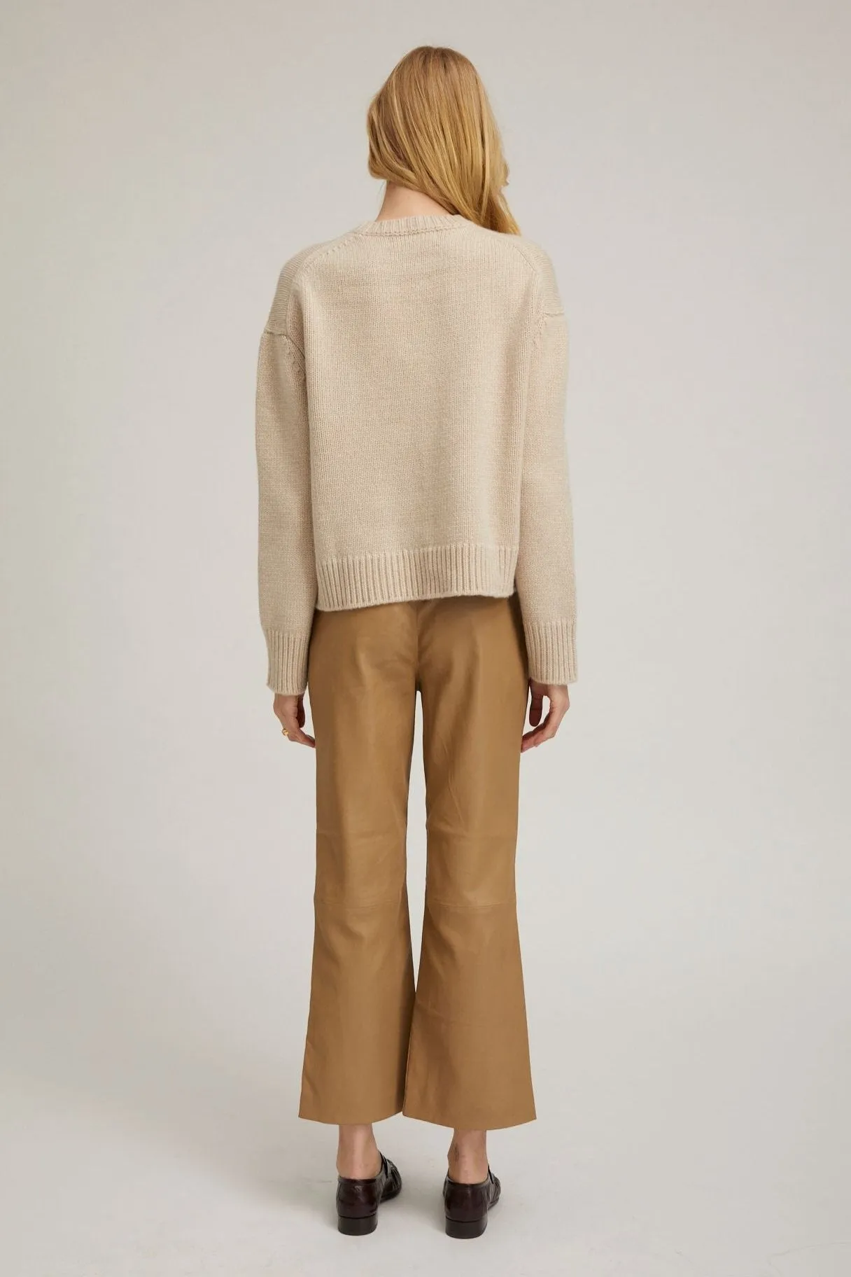 Khaki Leather Cropped Trousers sold by SPRWMN product image thumbnail 4