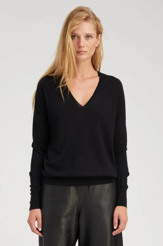Black Cashmere V-Neck Sweater sold by SPRWMN