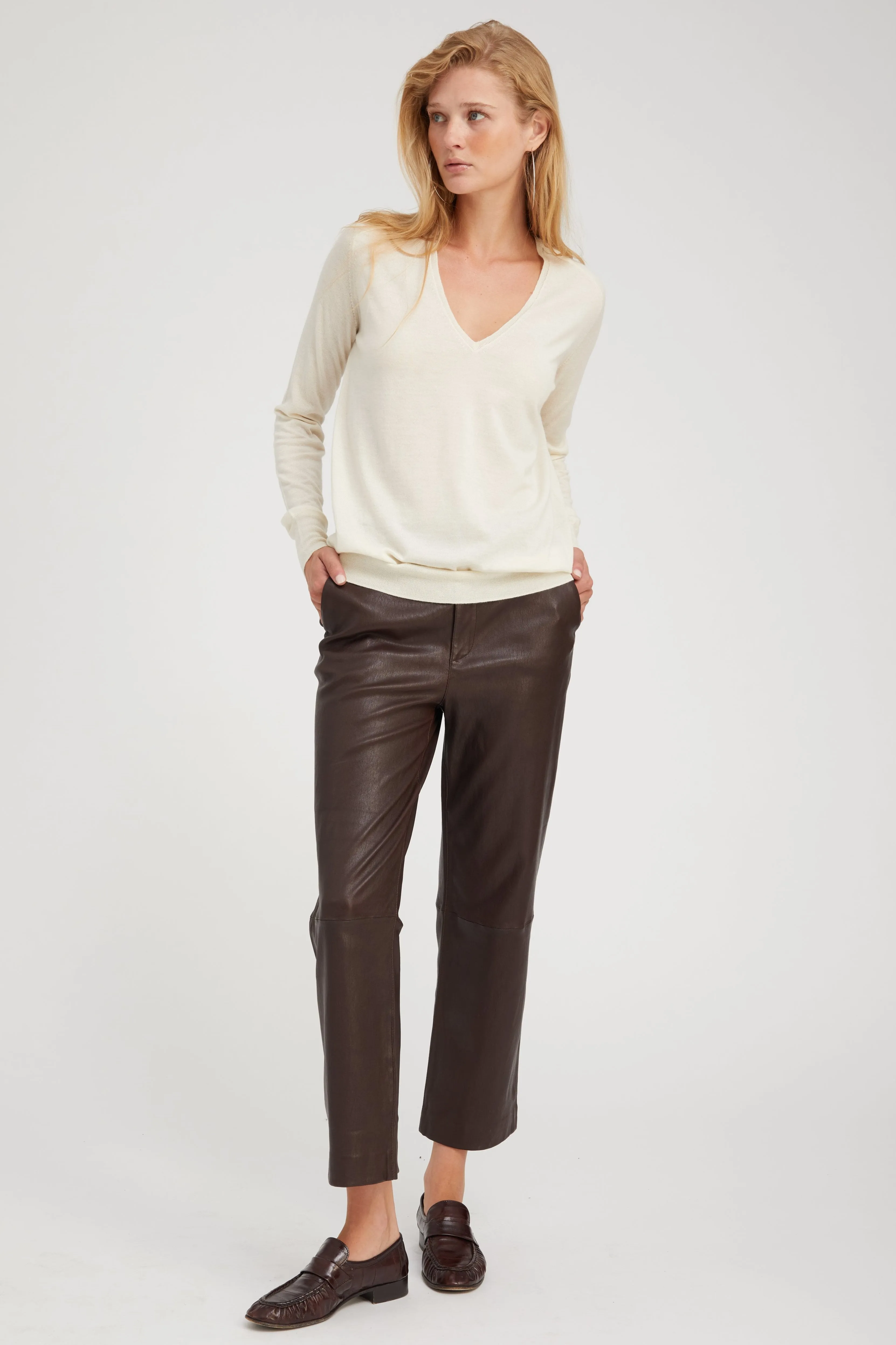 Chalk Cashmere V-Neck Sweater sold by SPRWMN product image thumbnail 3