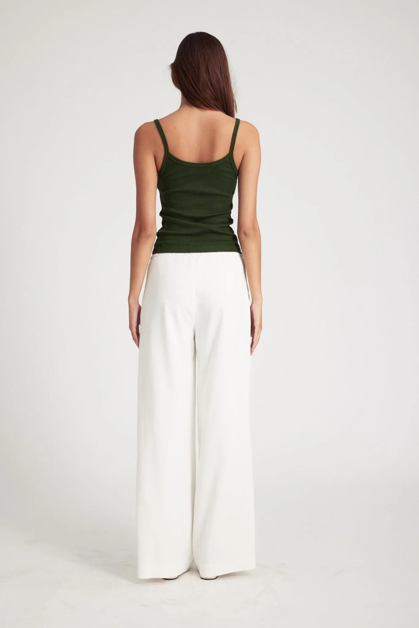 White Crepe Wide Leg Pintuck Trousers sold by SPRWMN product image thumbnail 4