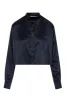 Navy Silk Cropped Button Down sold by SPRWMN