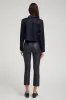 Navy Silk Cropped Button Down sold by SPRWMN