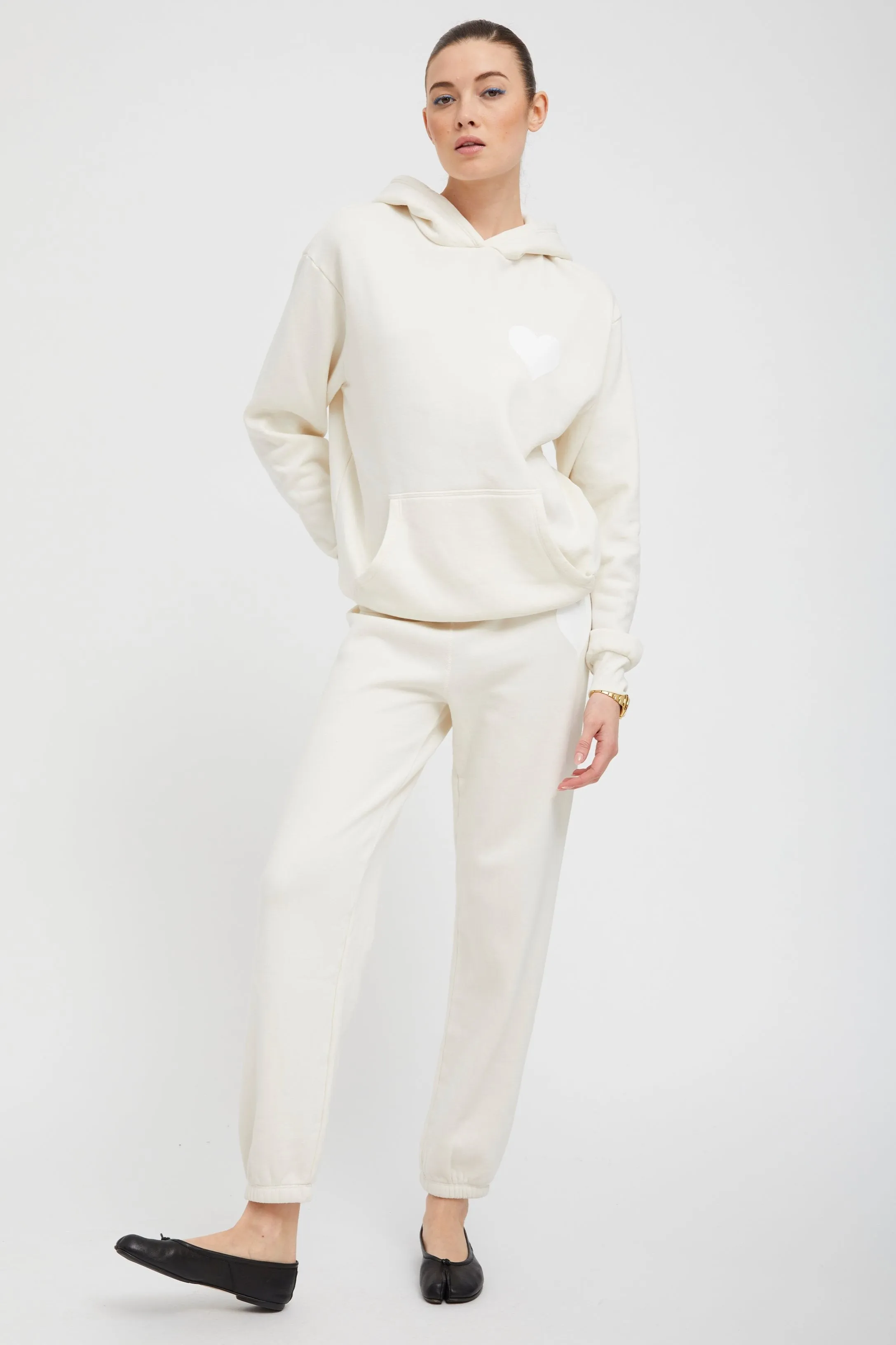 Creme with White Heart Sweatpants sold by SPRWMN product image thumbnail 3