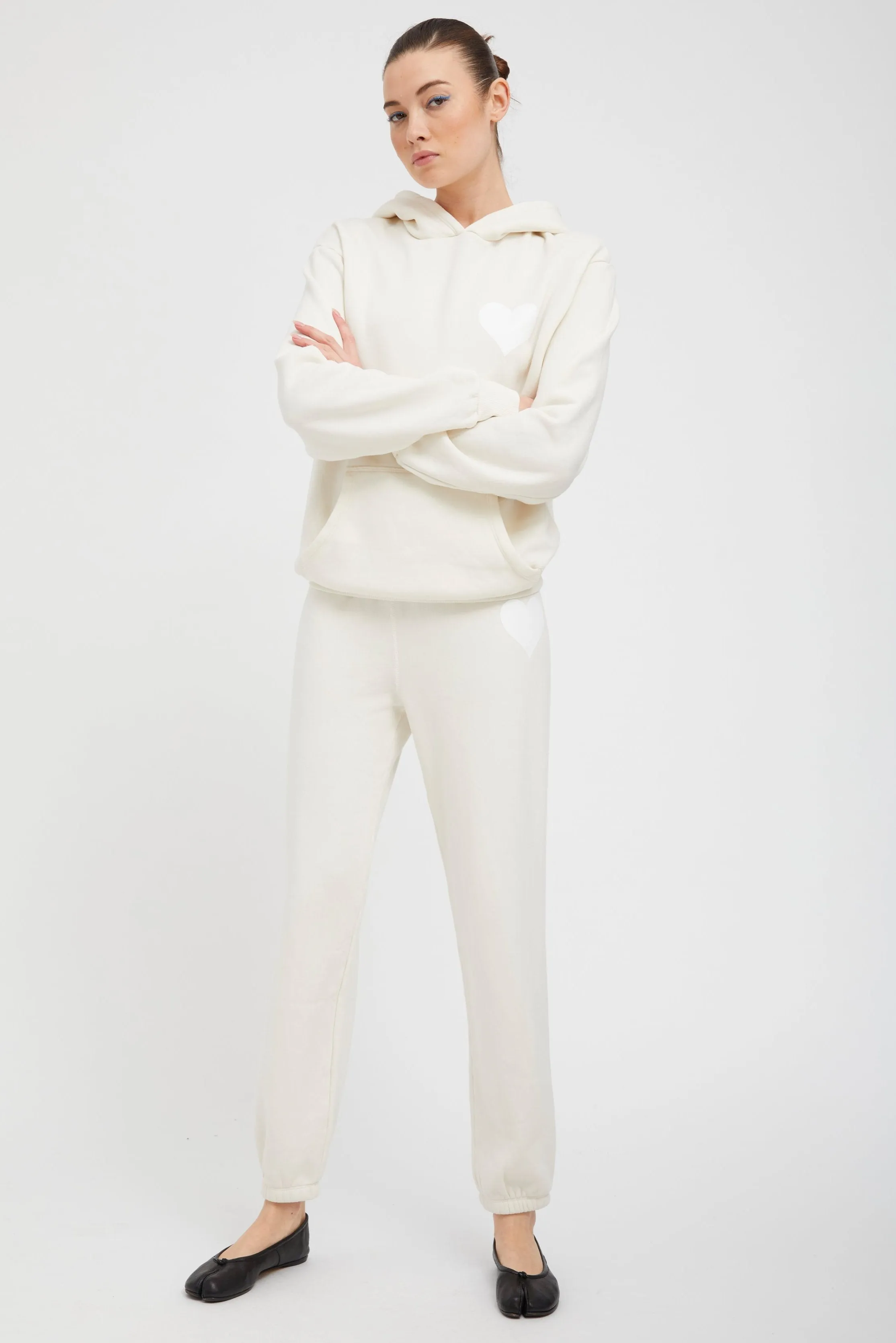 Creme with White Heart Sweatpants sold by SPRWMN product image thumbnail 2