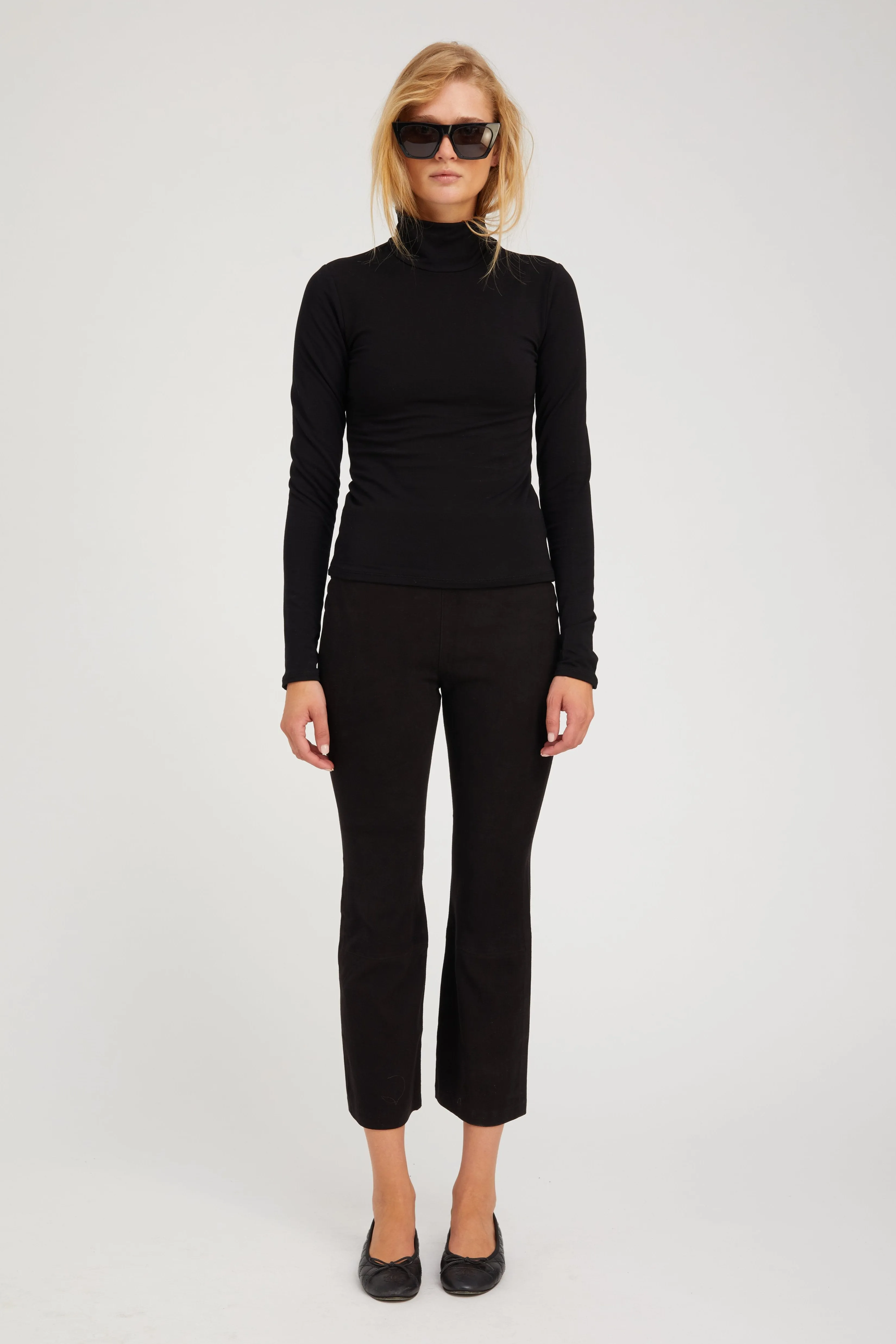 Black Suede Crop Flare sold by SPRWMN