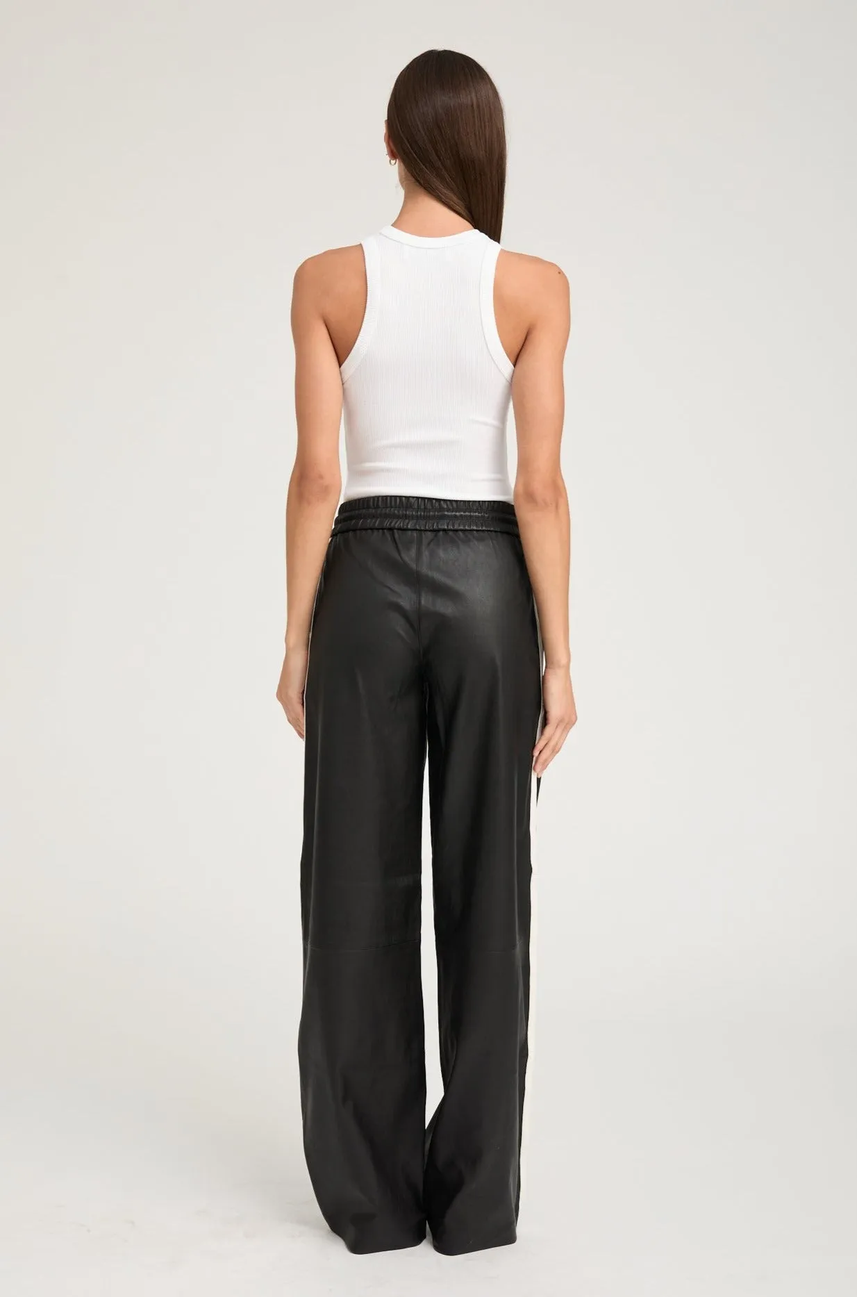 Black Leather Baggy Athletic Pants sold by SPRWMN product image thumbnail 4