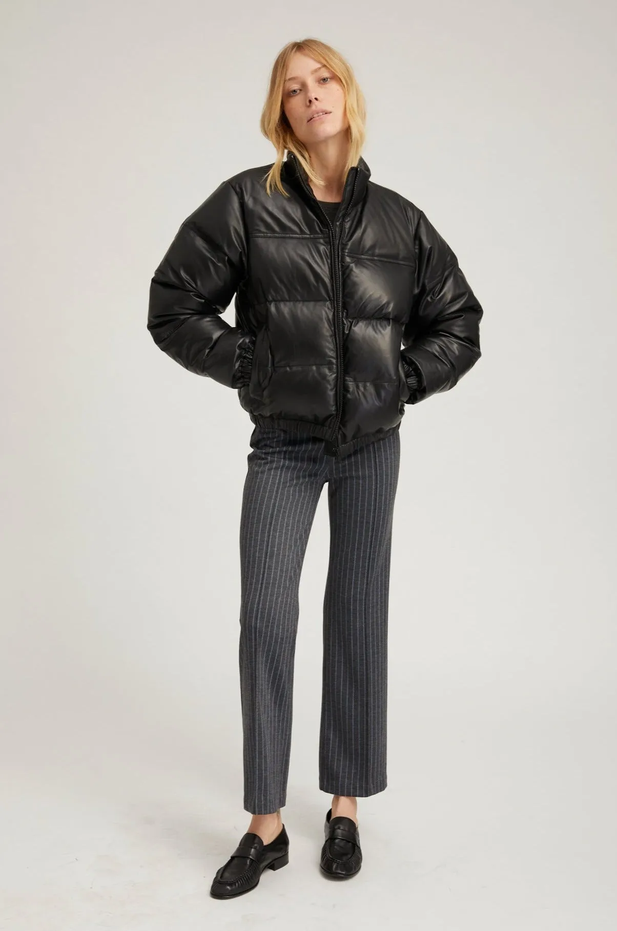 Black Leather Puffer sold by SPRWMN