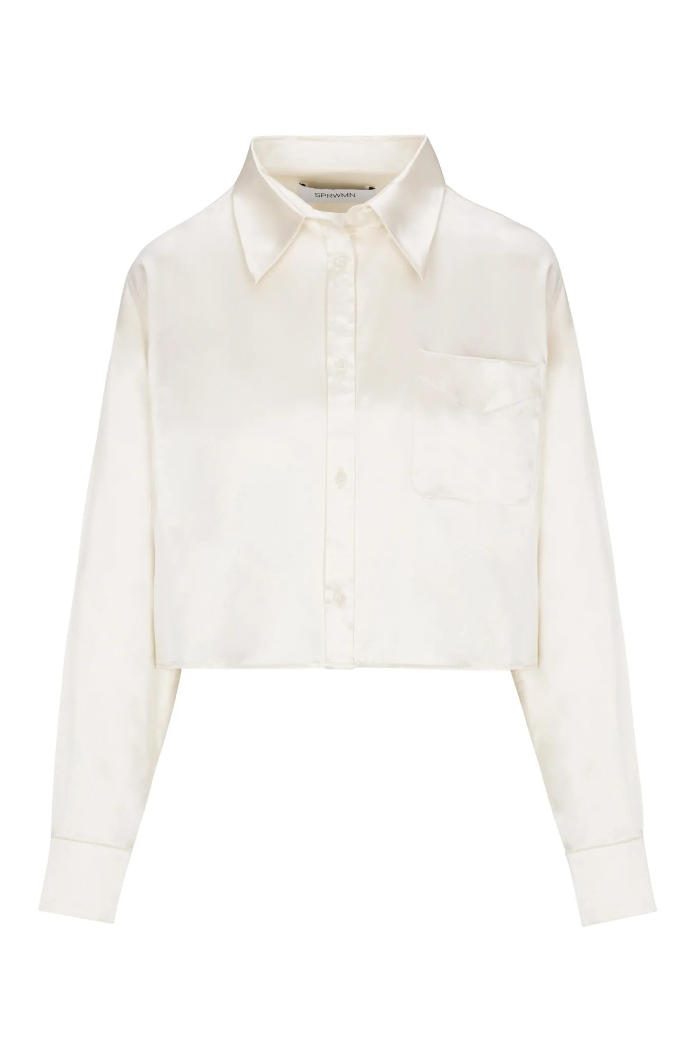 Ivory Silk Cropped Button Down sold by SPRWMN product image thumbnail 2